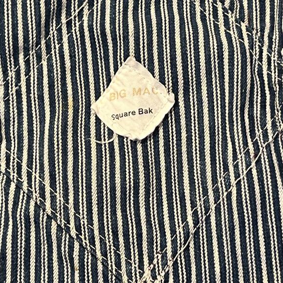Big Mac Square Bak Overalls Hickory Striped Union Made USA Men Small Sanforized - Picture 9 of 16